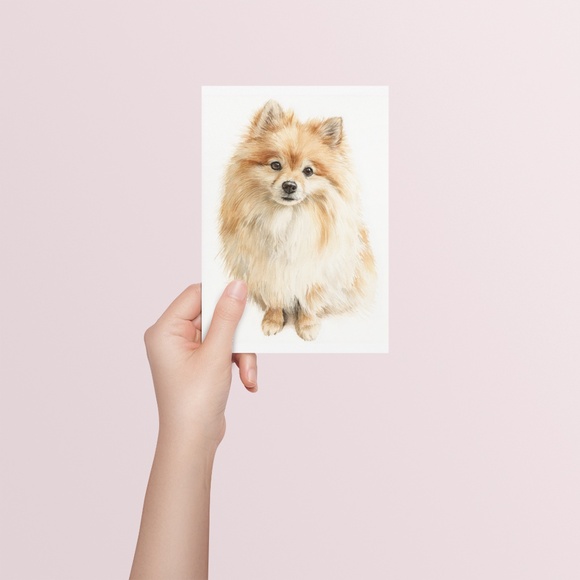 Watercolor Pomeranian Dog Portrait Art Print – Unframed Fine Art Poster - Picture 5 of 5